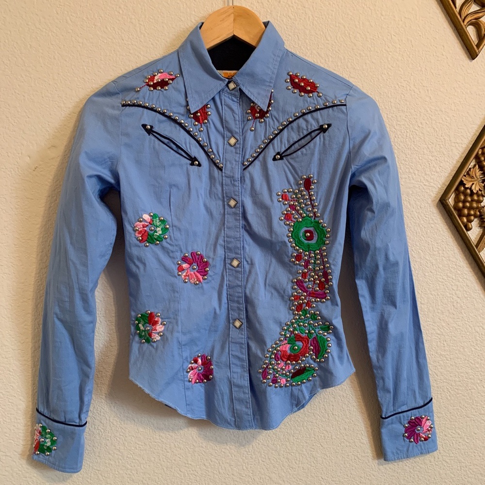 Studded & Embroidered Western Button down shirt
